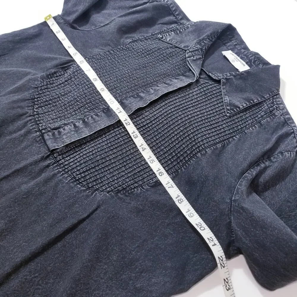 One Teaspoon Stand By Black Chambray Pintuck Shirt Dress - Picture 6 of 14